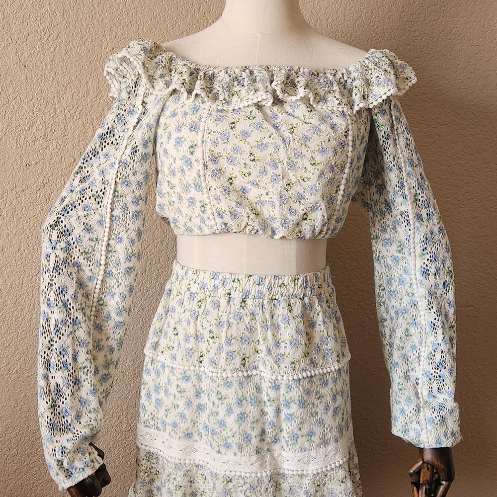 House of Harlow Skirt Set Women Extra Small Floral 2-Piece Set Lace Spring NWOT